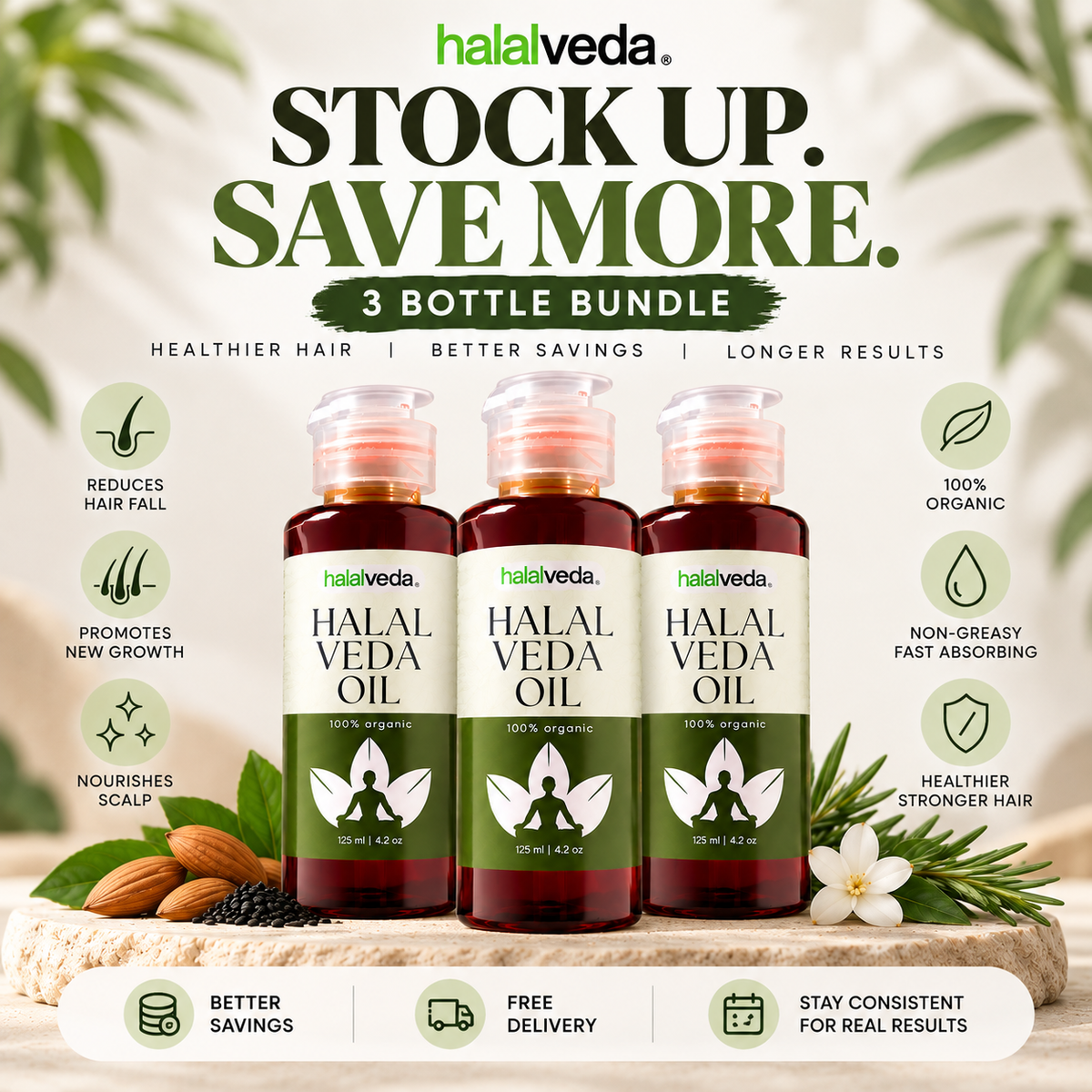Halal Veda Oil (3-Bottles Bundle)